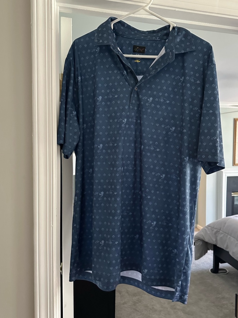 Greg Norman Collection Navy Blue Micro-Pattern Polo